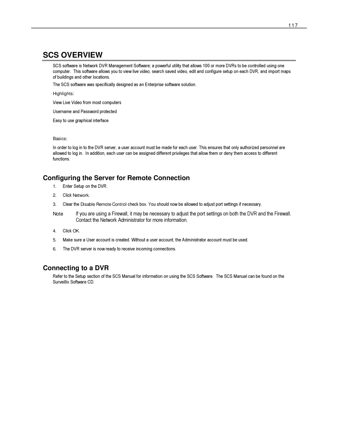 Toshiba DVS16-480-X, HVS32-480-X, XVS4-120-X, XVS16-240-X, XVS16-240V-X, HVS16-480H-X SCS Overview, Connecting to a DVR, 117 