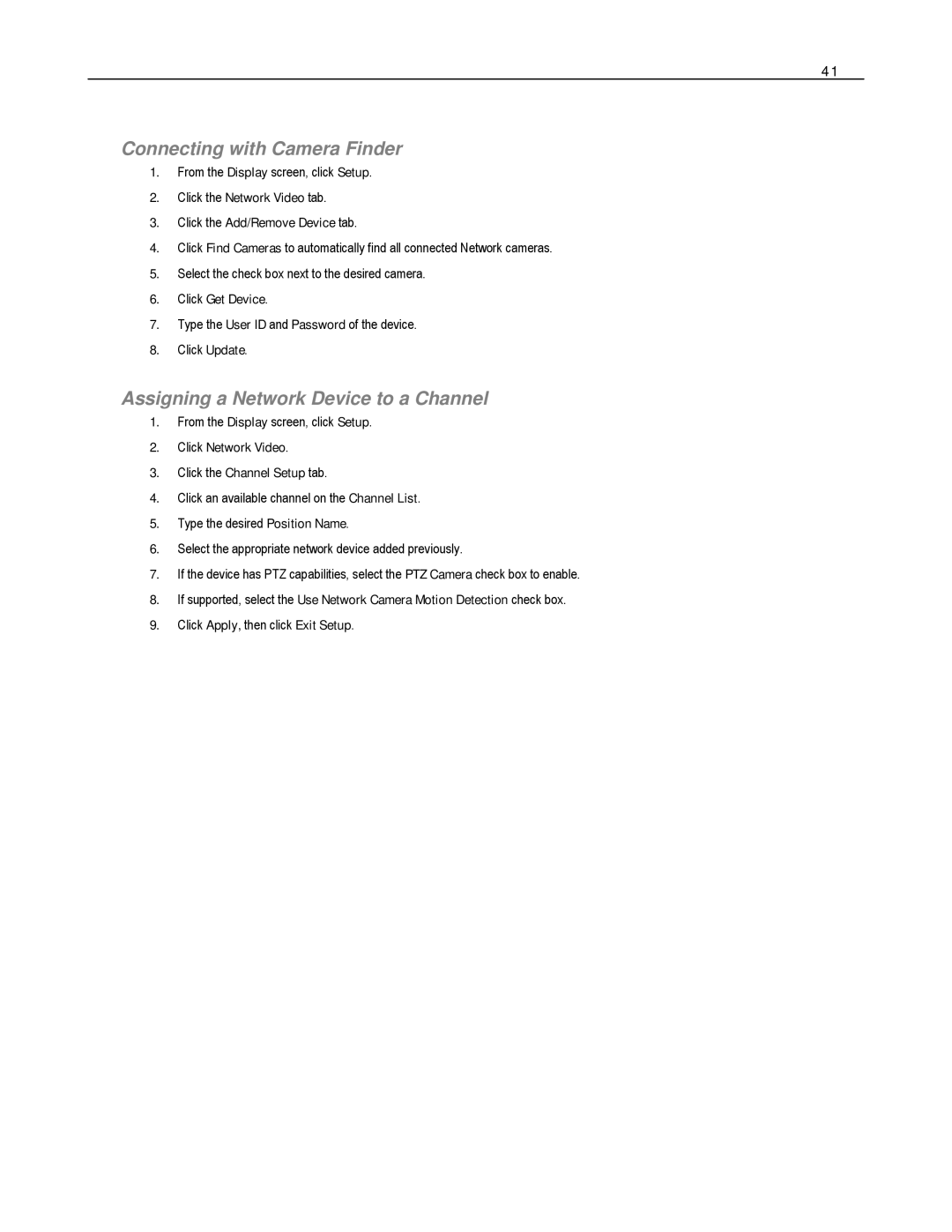 Toshiba HVS32-240-X, HVS32-480-X Connecting with Camera Finder, Assigning a Network Device to a Channel, Click Get Device 