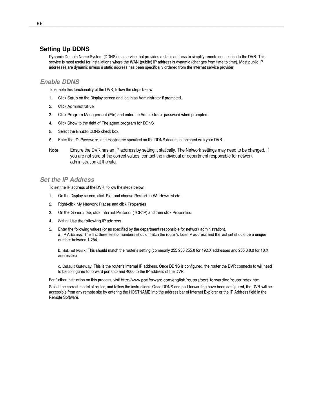 Toshiba XVS16-240-X, HVS32-480-X, XVS4-120-X Setting Up Ddns, Enable Ddns, Set the IP Address, Click Administrative 