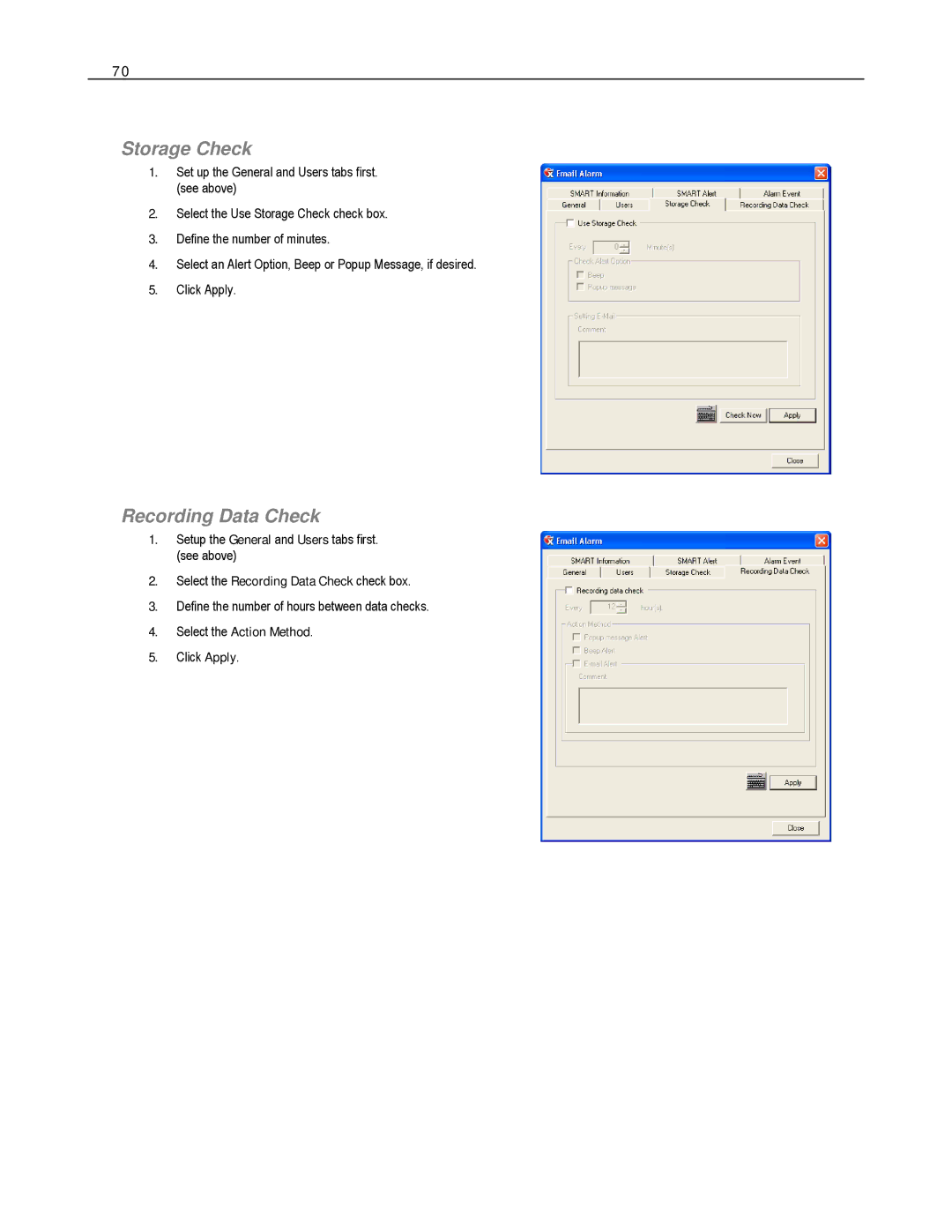 Toshiba HVS16-240-X, HVS32-480-X, XVS4-120-X, XVS16-240-X Storage Check, Recording Data Check, Select the Action Method 