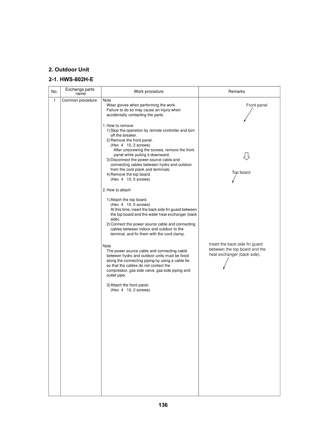 Toshiba HWS-1402XWHT6-E, HWS-802XWHT6-E, HWS-802XWHM3-E, HWS-3001CSHM3-E(-UK), HWS-1402H-E Outdoor Unit 2-1. HWS-802H-E, 136 