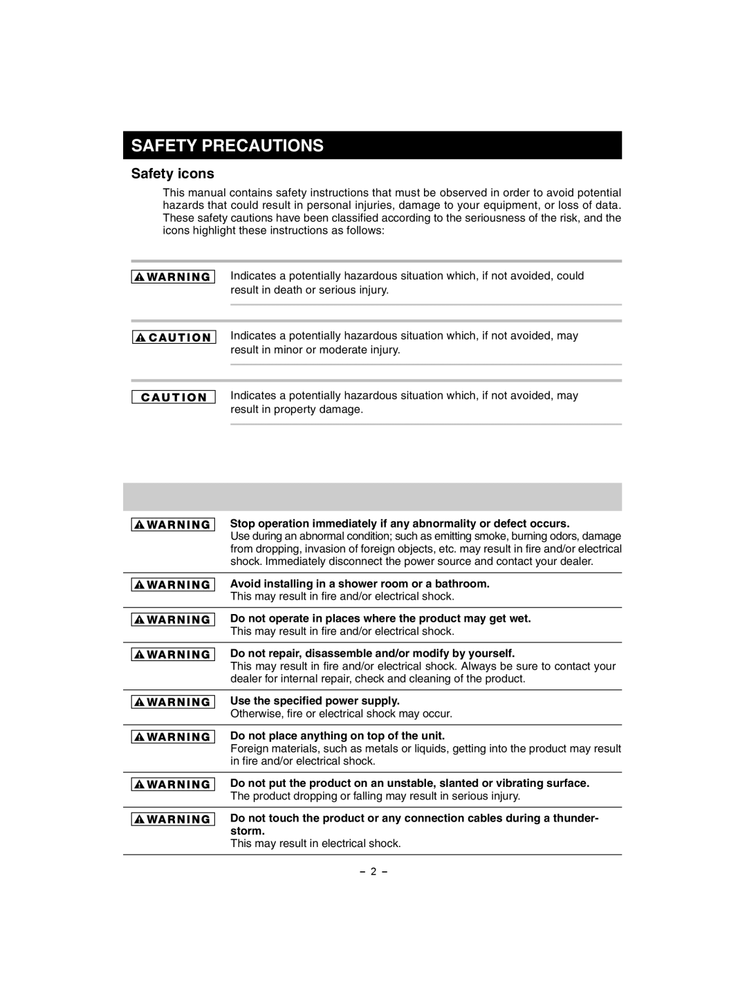 Toshiba IK - HD1C instruction manual Safety Precautions 