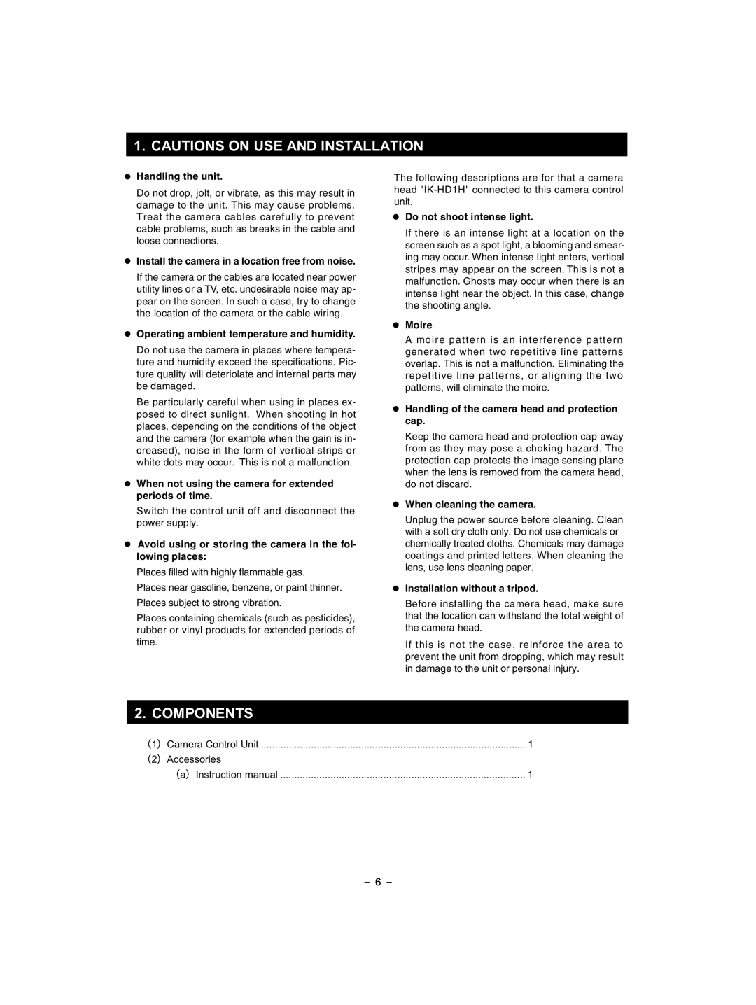 Toshiba IK - HD1C instruction manual Components 