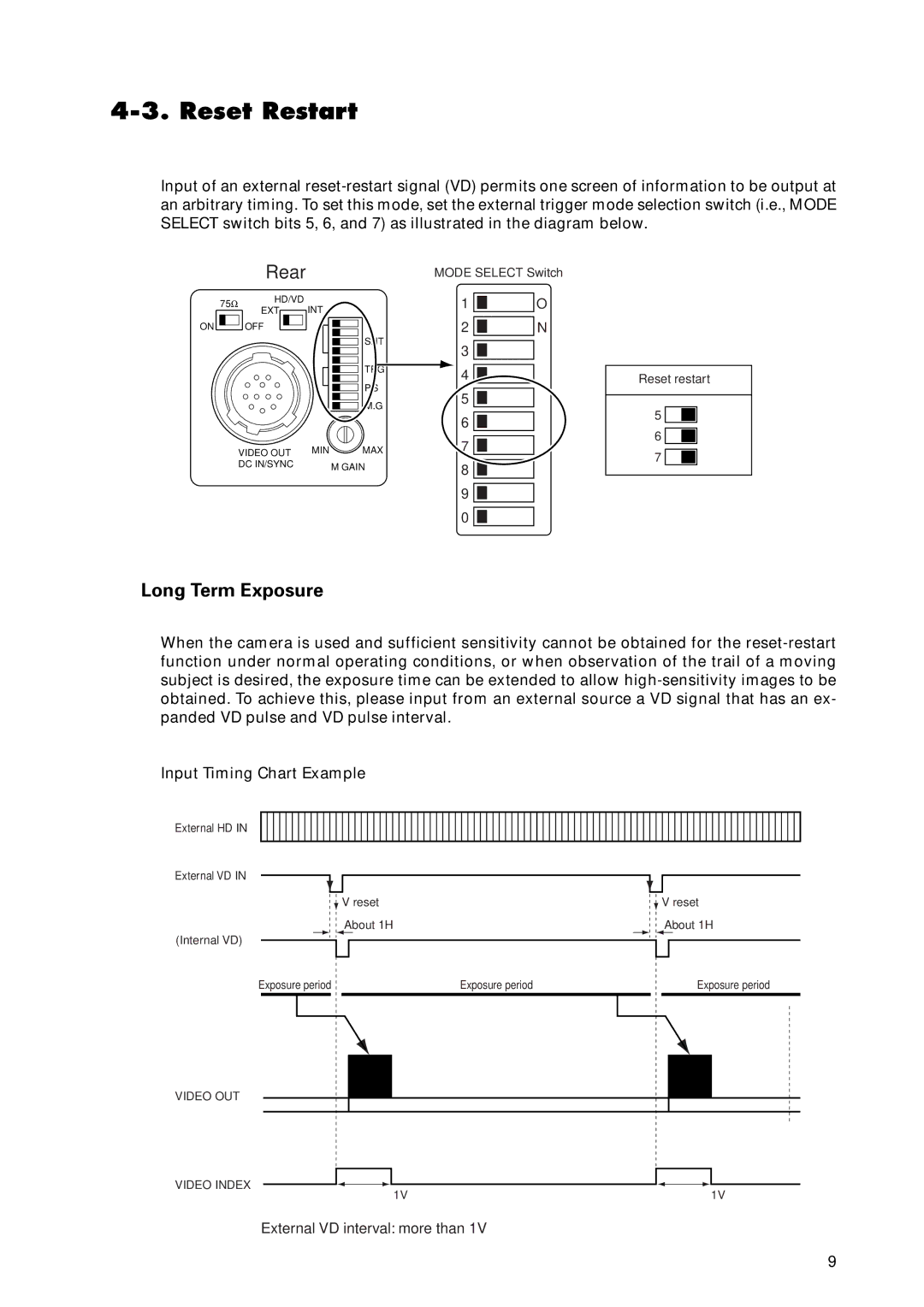 Toshiba IK-53V instruction manual Reset Restart, Long Term Exposure 