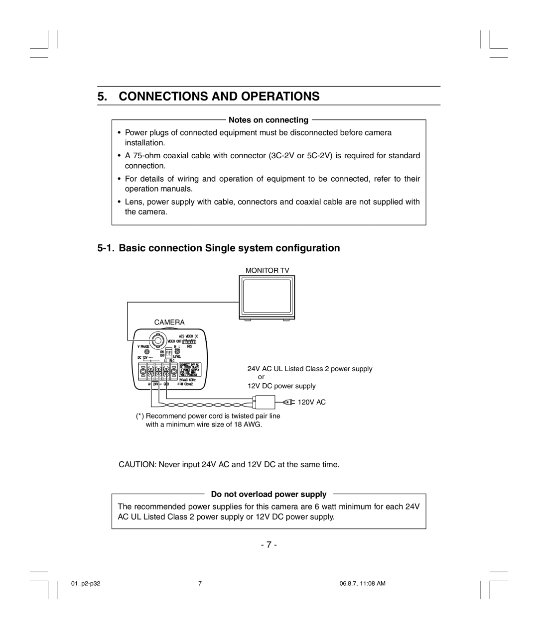 Toshiba IK-6410A, IK-6210A instruction manual Connections and Operations, Basic connection Single system configuration 