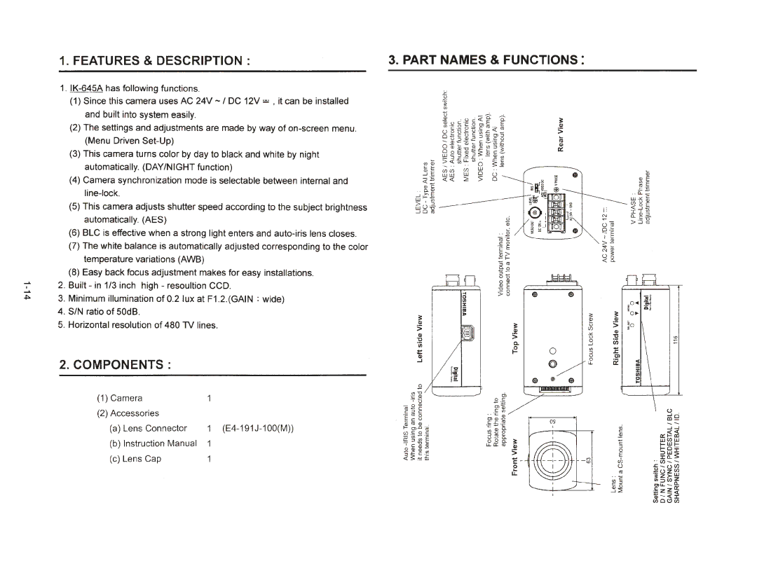 Toshiba IK-645A manual 