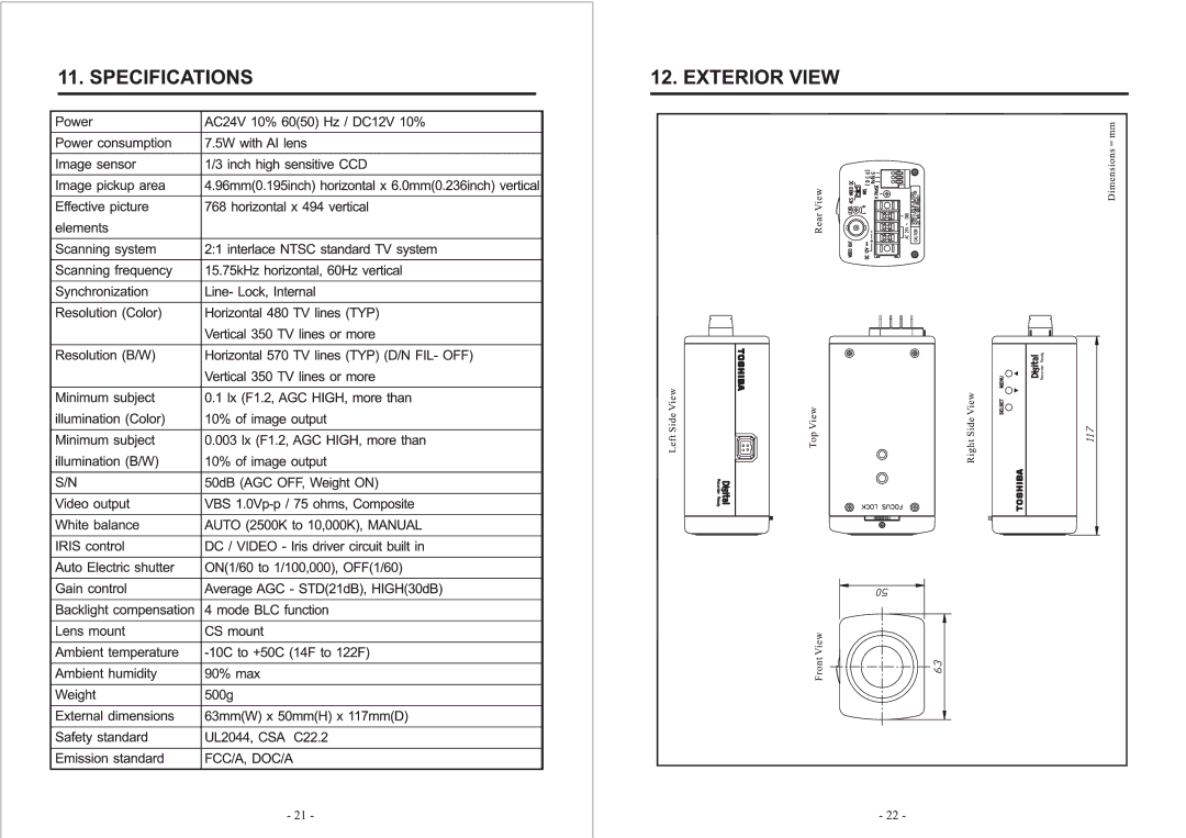 Toshiba IK-64DNA manual 