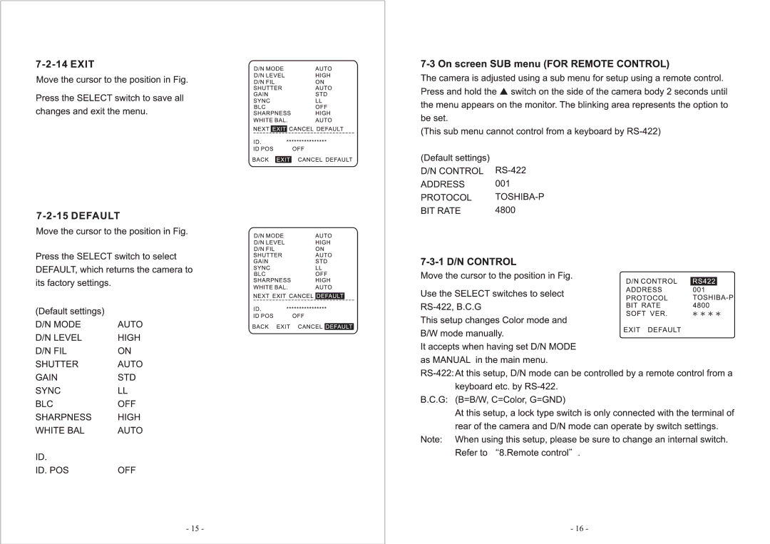 Toshiba IK-64DNA manual 