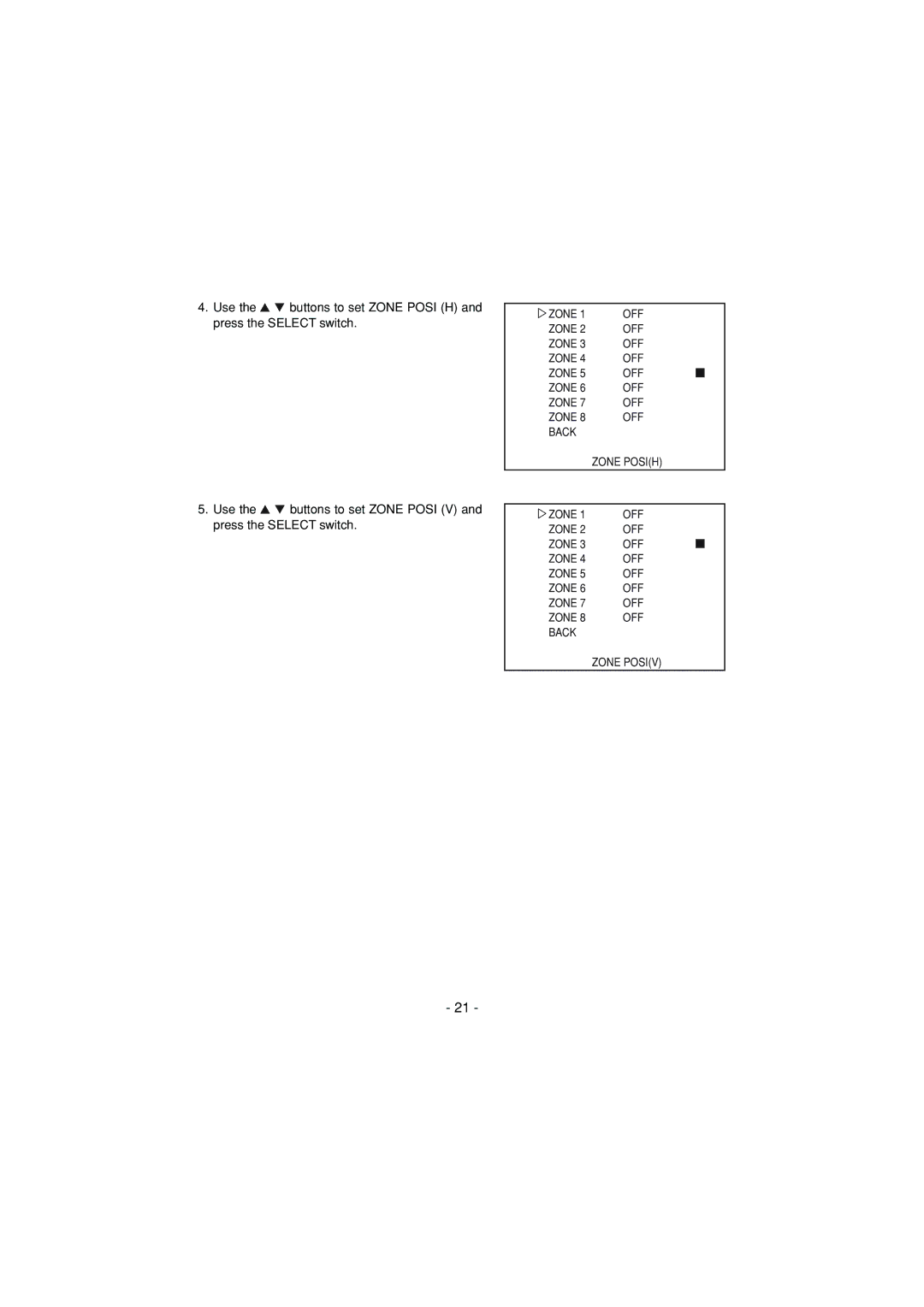 Toshiba IK-6550A instruction manual Back Zone Posih 