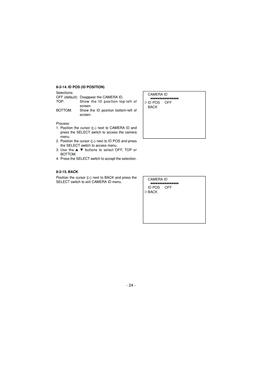 Toshiba IK-6550A instruction manual ID POS ID Position, Bottom 