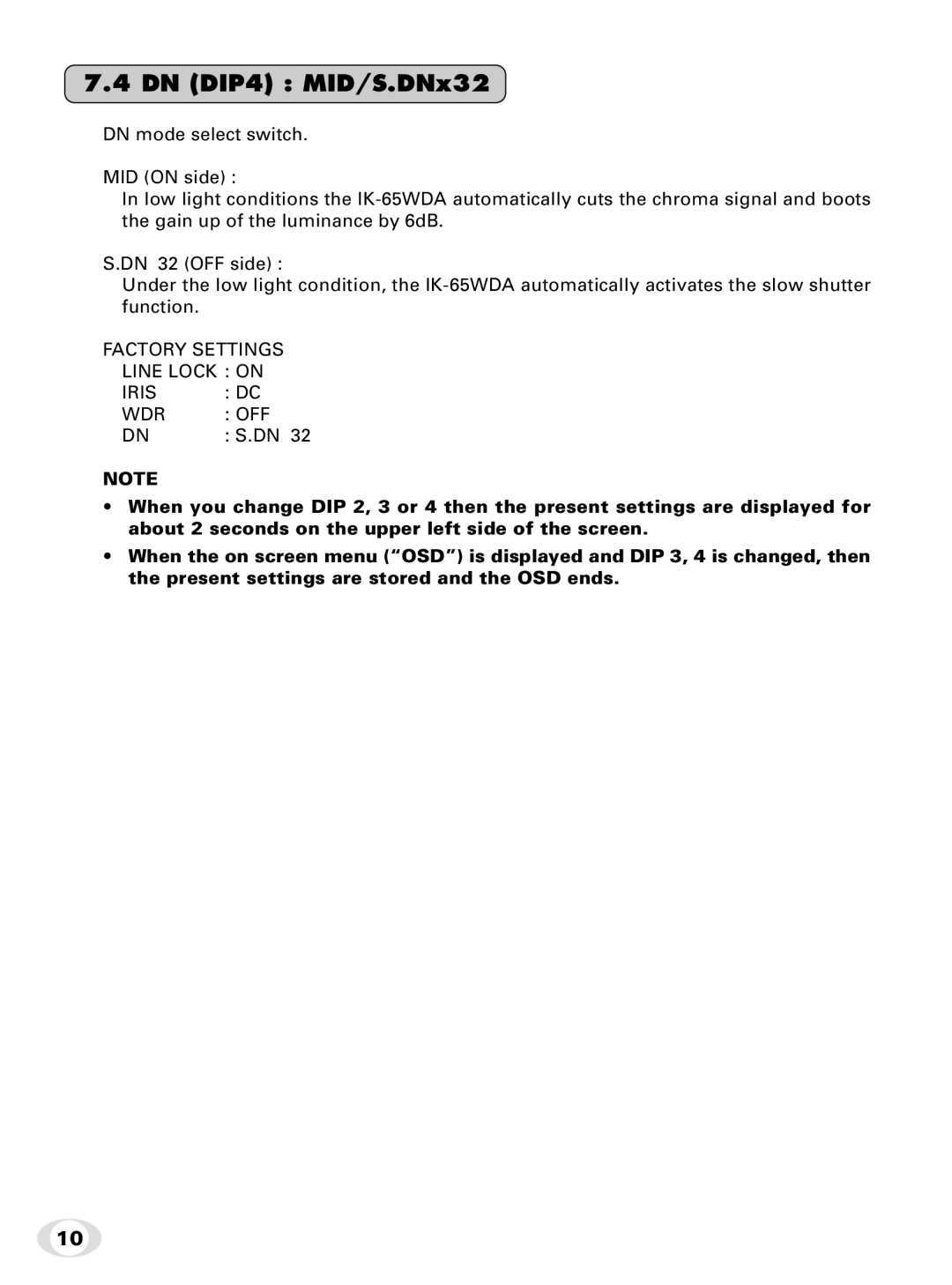 Toshiba IK-65WDA instruction manual DN DIP4 MID/S.DNx32 