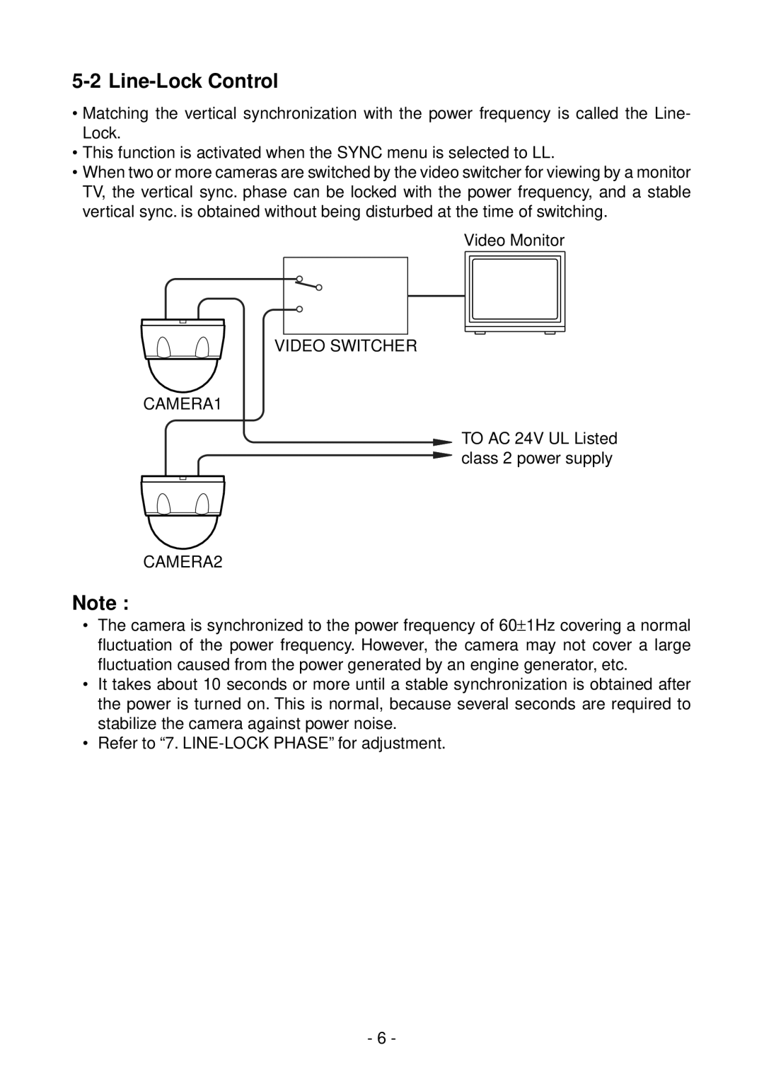 Toshiba IK-DF01A instruction manual Line-Lock Control, CAMERA2 