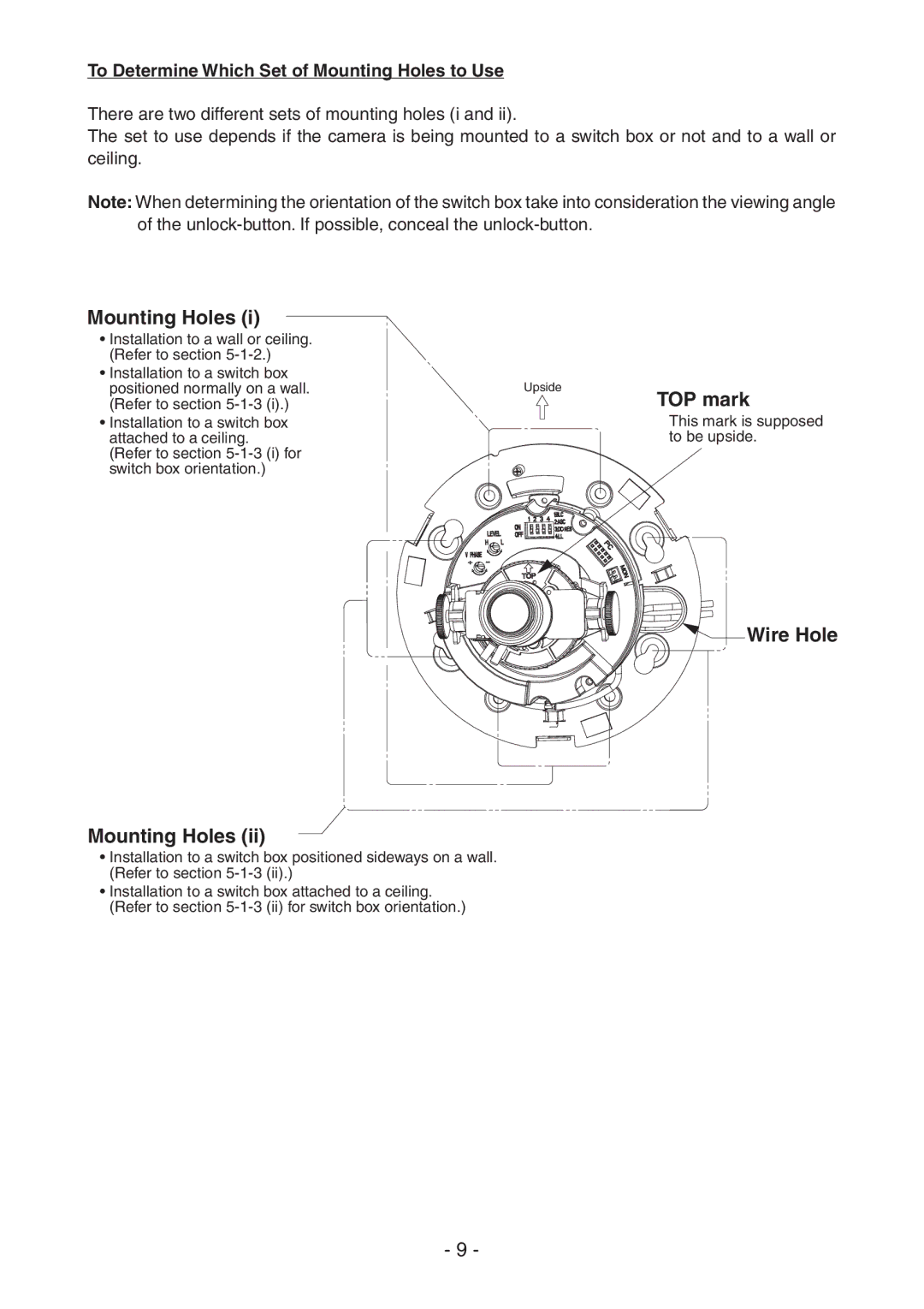 Toshiba IK-DF02A instruction manual To Determine Which Set of Mounting Holes to Use 