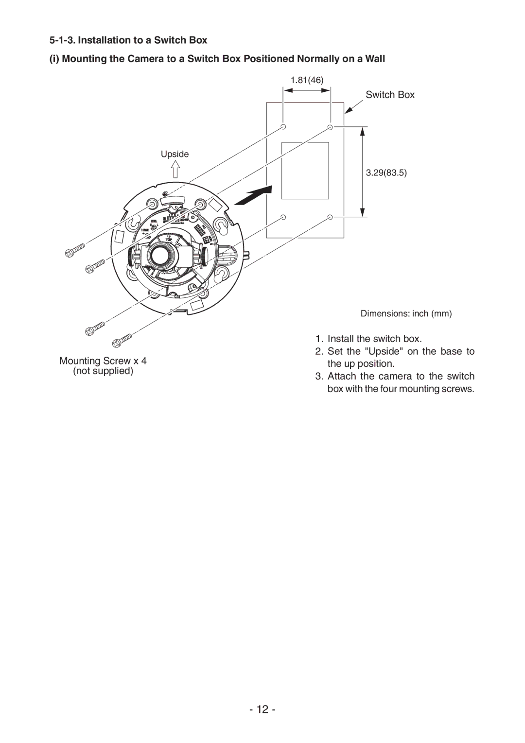 Toshiba IK-DF02A instruction manual Mounting Screw x Not supplied 