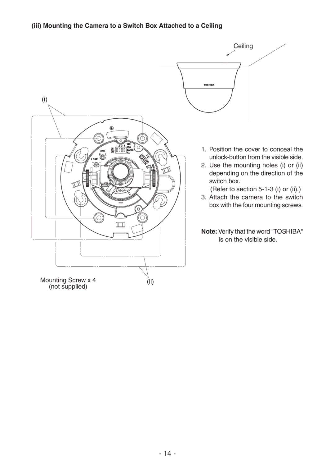 Toshiba IK-DF02A instruction manual Ceiling 