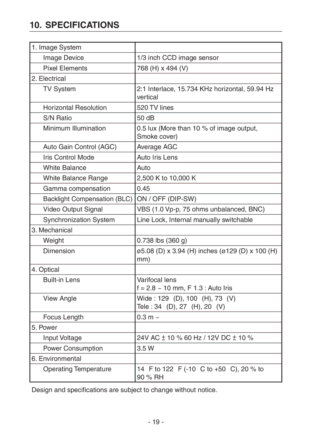 Toshiba IK-DF02A instruction manual Specifications, On / OFF DIP-SW 