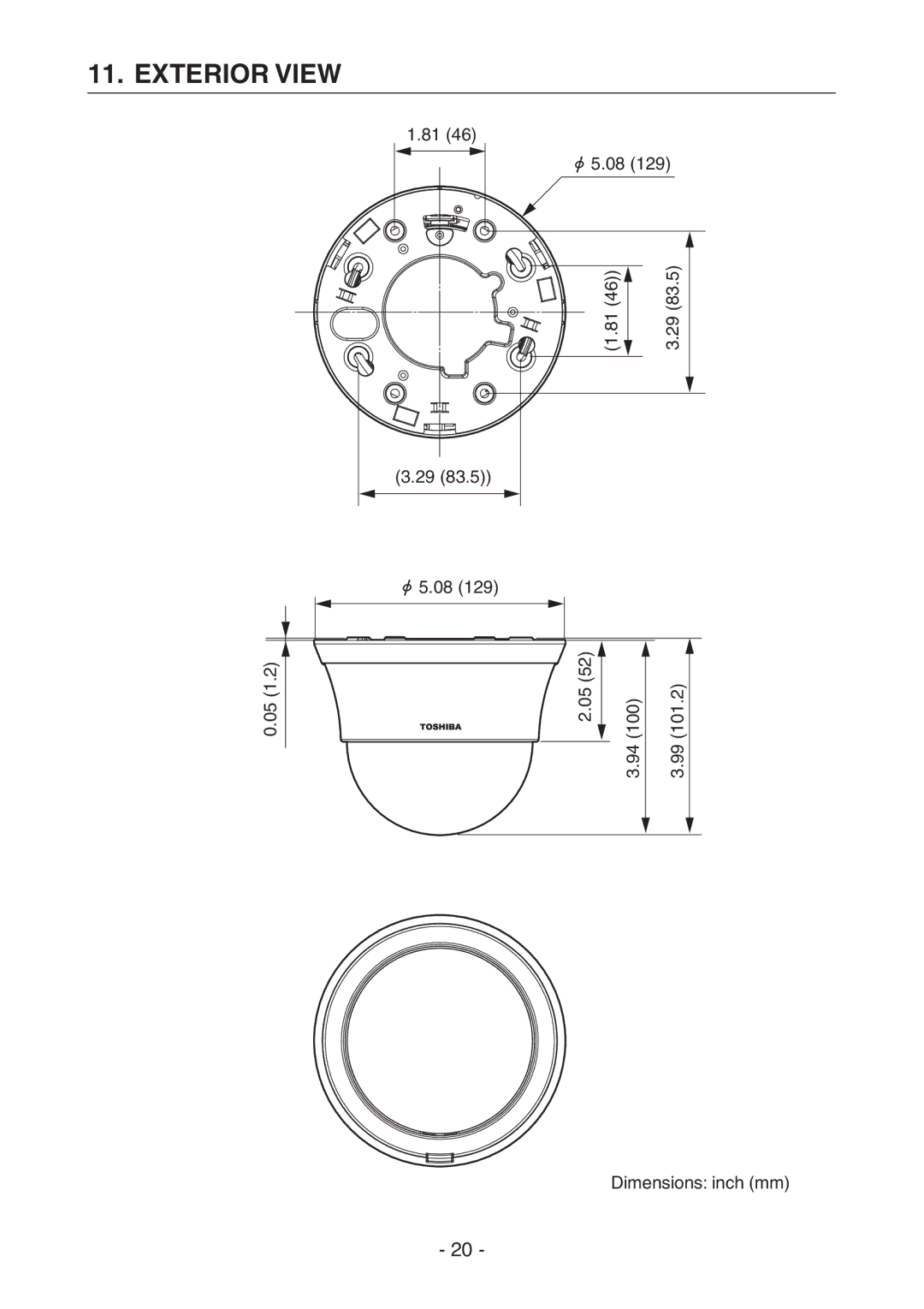 Toshiba IK-DF02A instruction manual Exterior View 