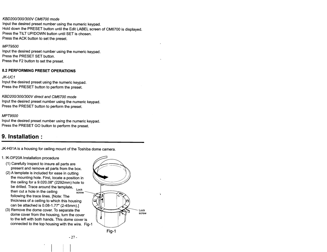 Toshiba IK-DP20A manual 