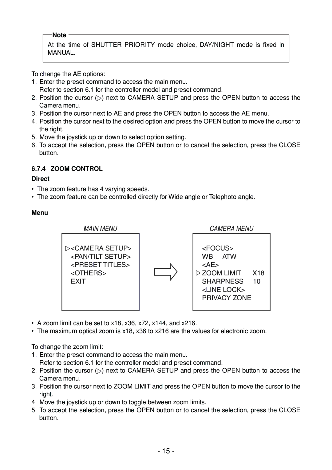 Toshiba IK-DP30A instruction manual Manual, Zoom Control 