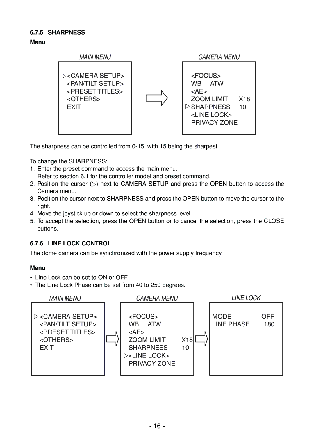 Toshiba IK-DP30A instruction manual Sharpness, Line Lock Control 