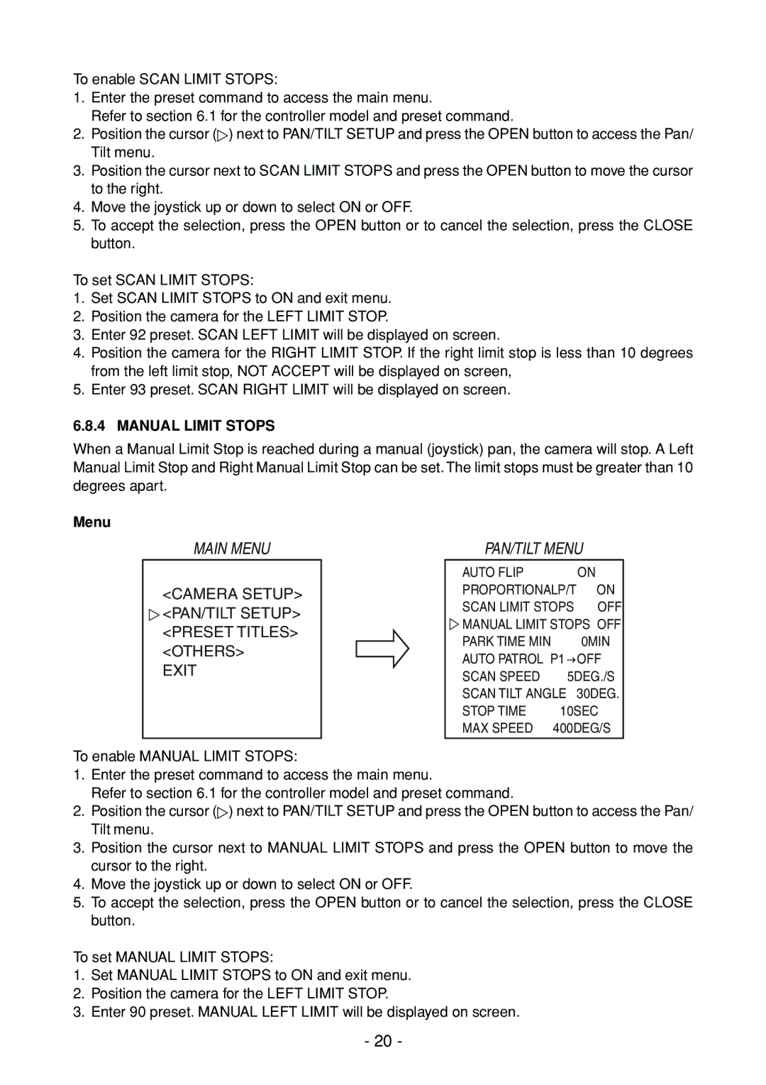 Toshiba IK-DP30A instruction manual Manual Limit Stops 