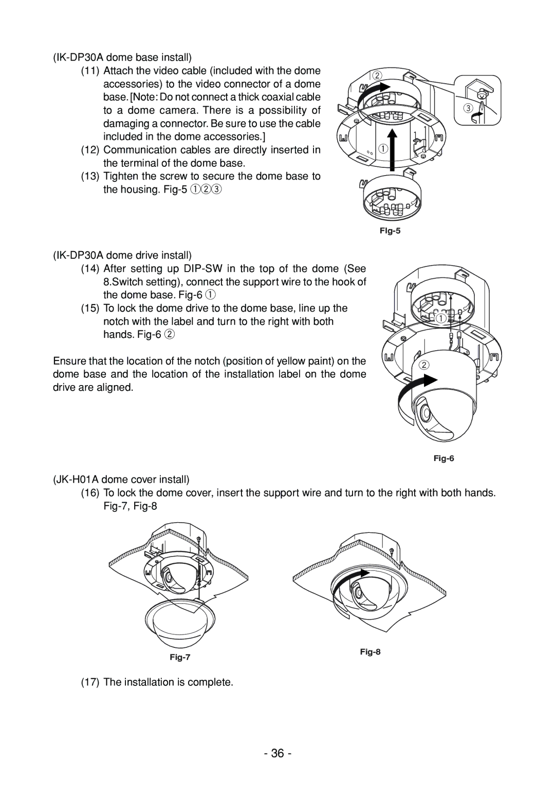 Toshiba IK-DP30A instruction manual Installation is complete 