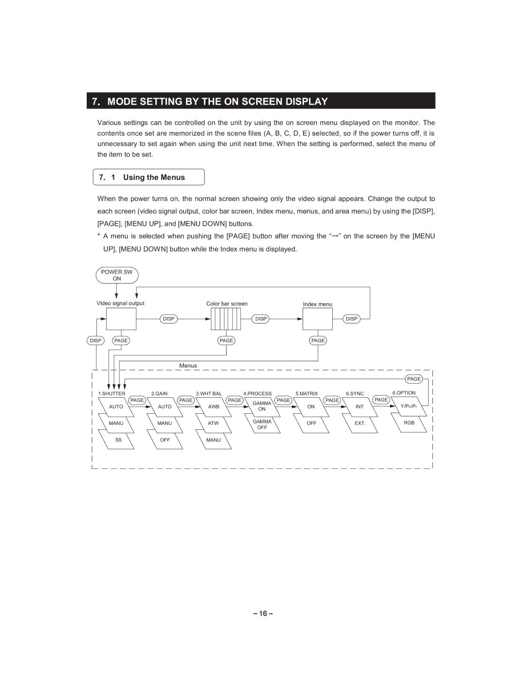 Toshiba IK-HD1D instruction manual Mode Setting by the on Screen Display, Using the Menus 