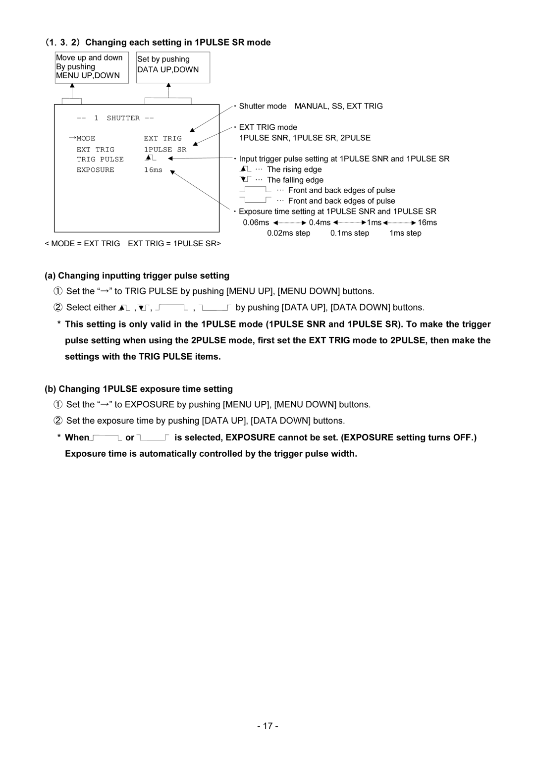 Toshiba IK-TF2 instruction manual Mode EXT Trig, Trig Pulse Exposure 
