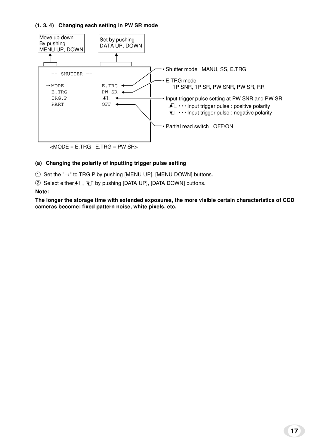 Toshiba IK-TF5 instruction manual Changing each setting in PW SR mode 