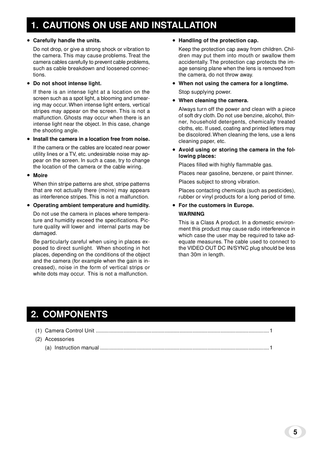 Toshiba IK-TF5 instruction manual Components 