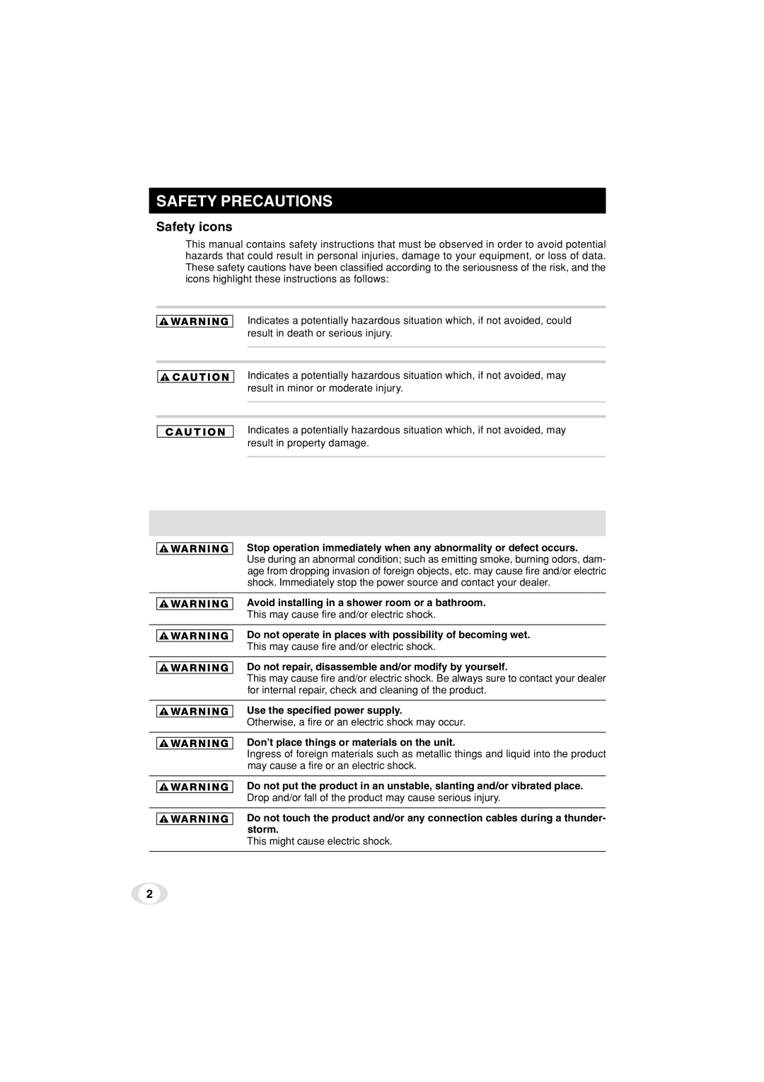 Toshiba IK-TF5C instruction manual Safety Precautions 