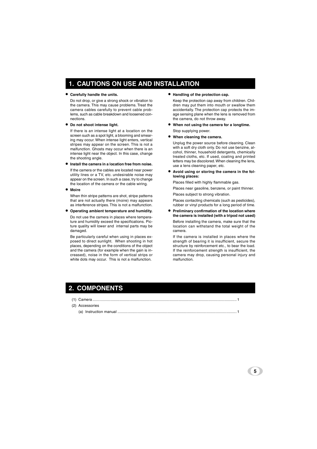 Toshiba IK-TF5C instruction manual Components 