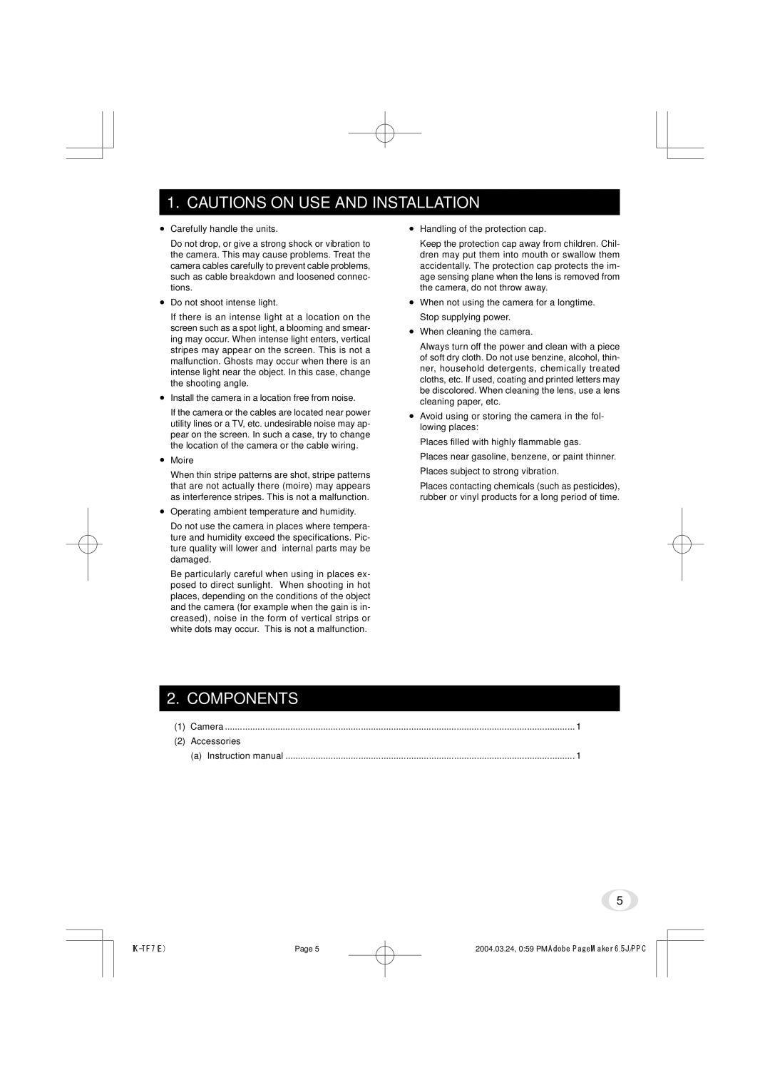 Toshiba IK-TF7 instruction manual Components 