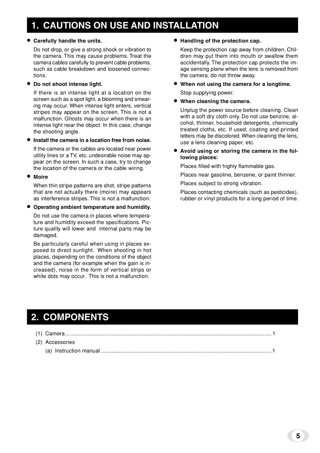 Toshiba IK-TF7C instruction manual Components 