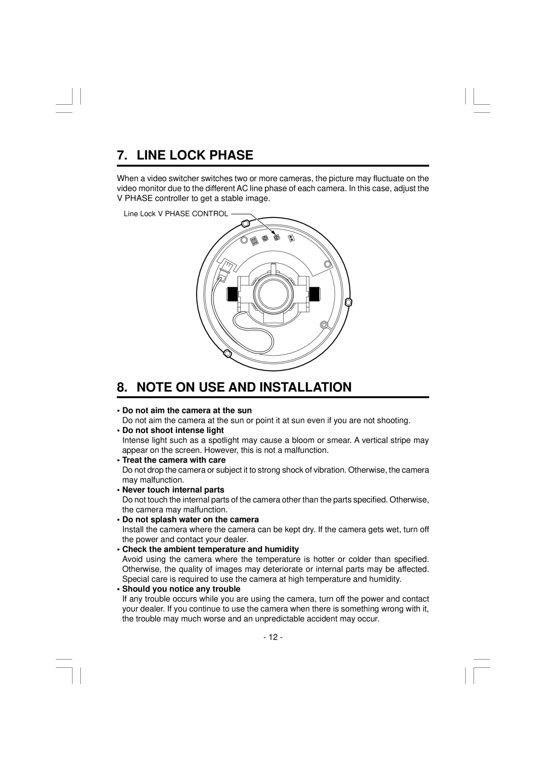 Toshiba IK-VR01A instruction manual Line Lock Phase 