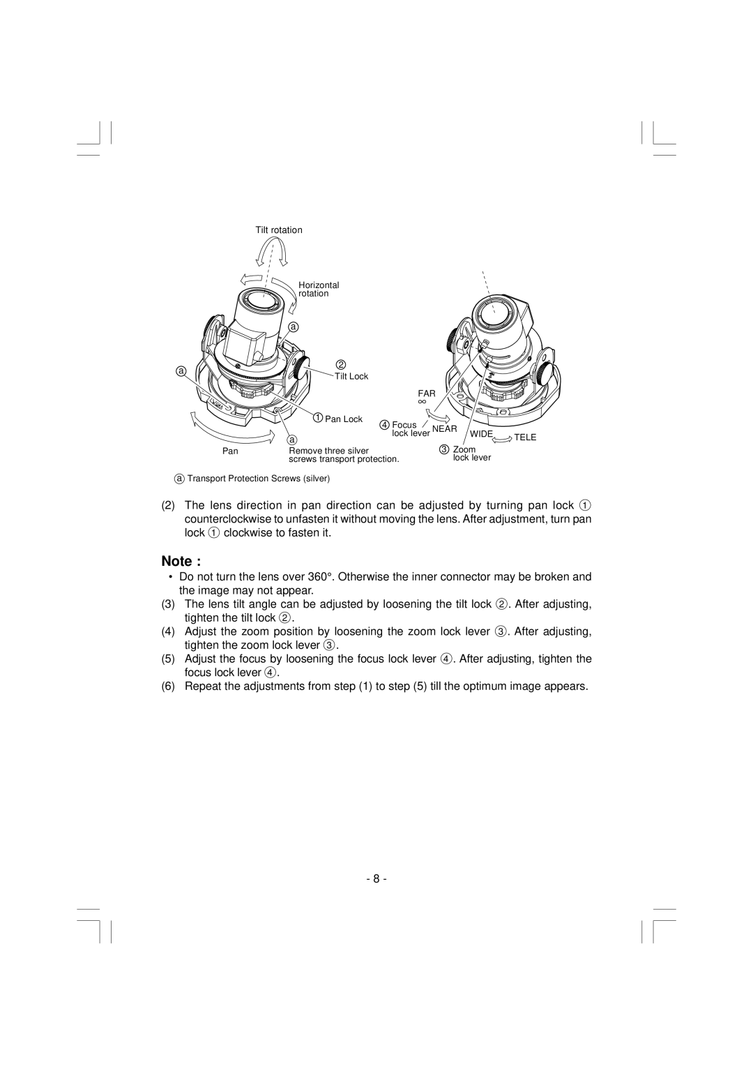 Toshiba IK-VR01A instruction manual Tilt rotation 