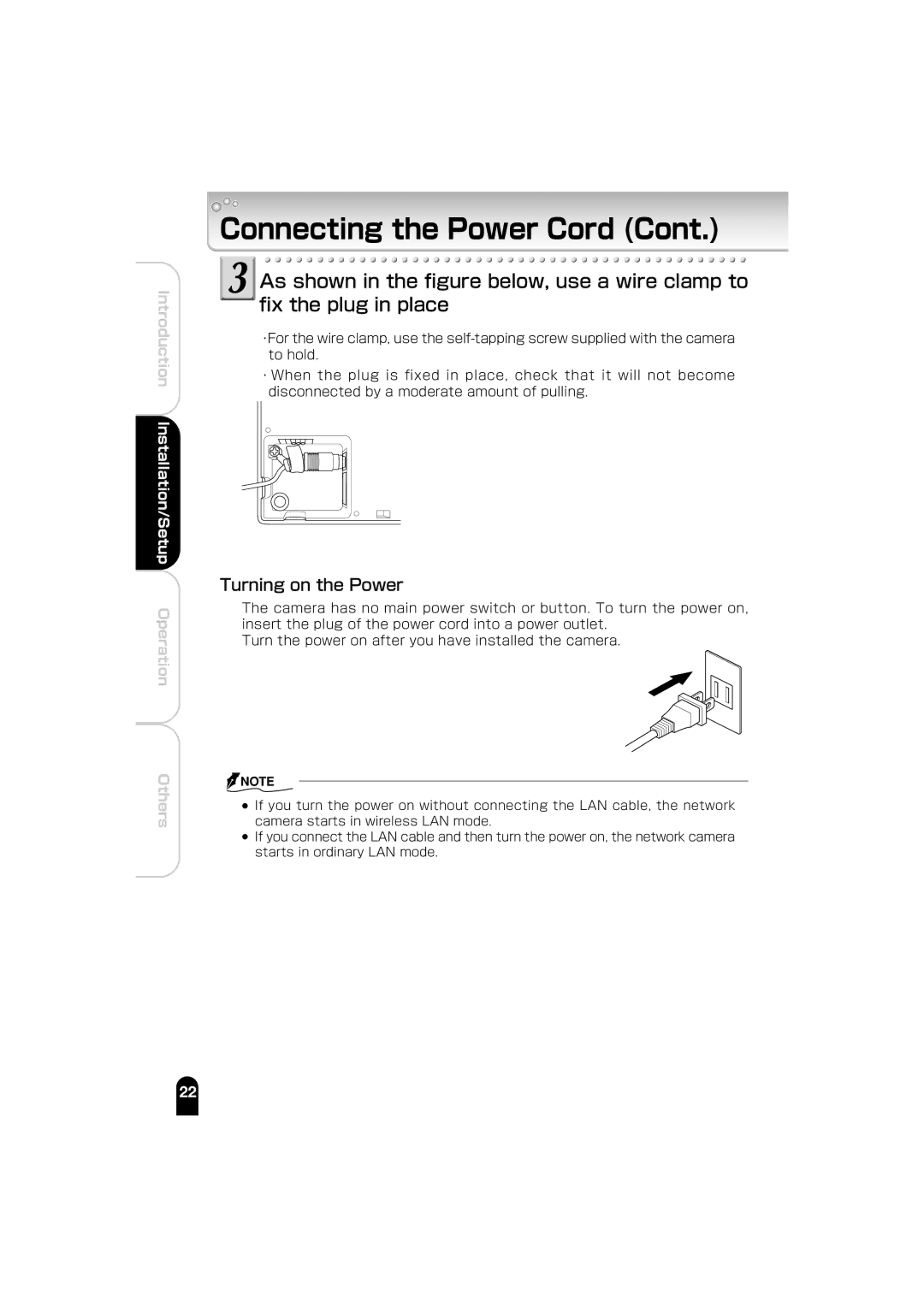 Toshiba IK-WB01A manual Turning on the Power 