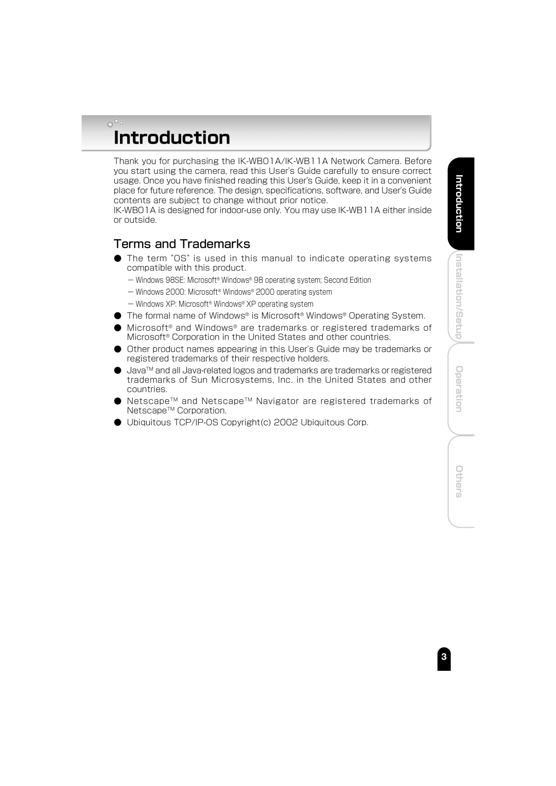 Toshiba IK-WB01A manual Introduction, Terms and Trademarks 