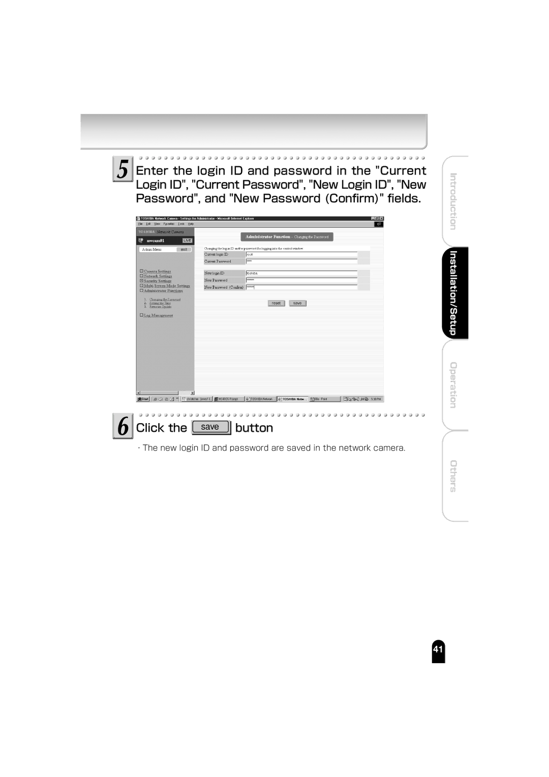 Toshiba IK-WB01A manual Installation/Setup 