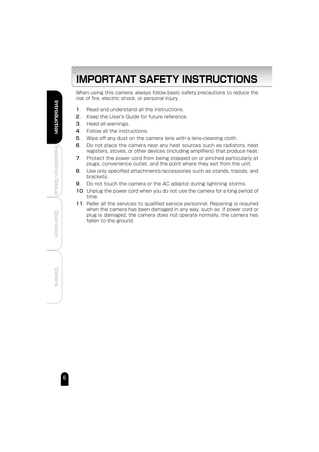 Toshiba IK-WB01A manual Important Safety Instructions 