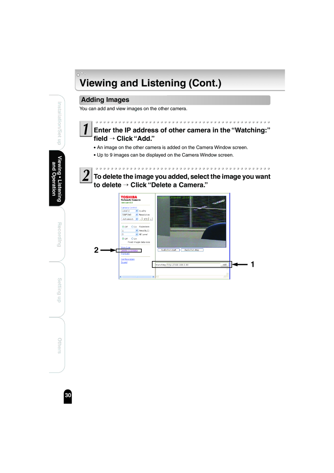 Toshiba IK-WB02A manual Adding Images 