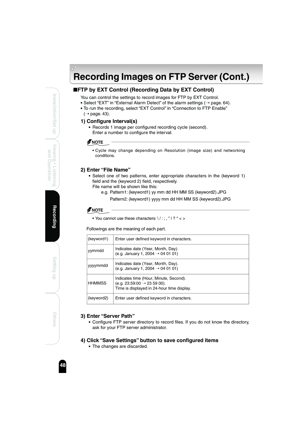 Toshiba IK-WB02A manual FTP by EXT Control Recording Data by EXT Control, Hhmmss 