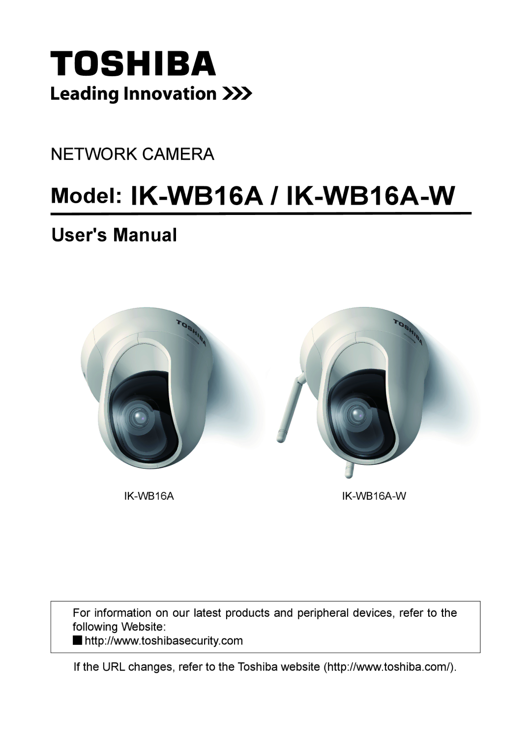 Toshiba user manual Model IK-WB16A / IK-WB16A-W 