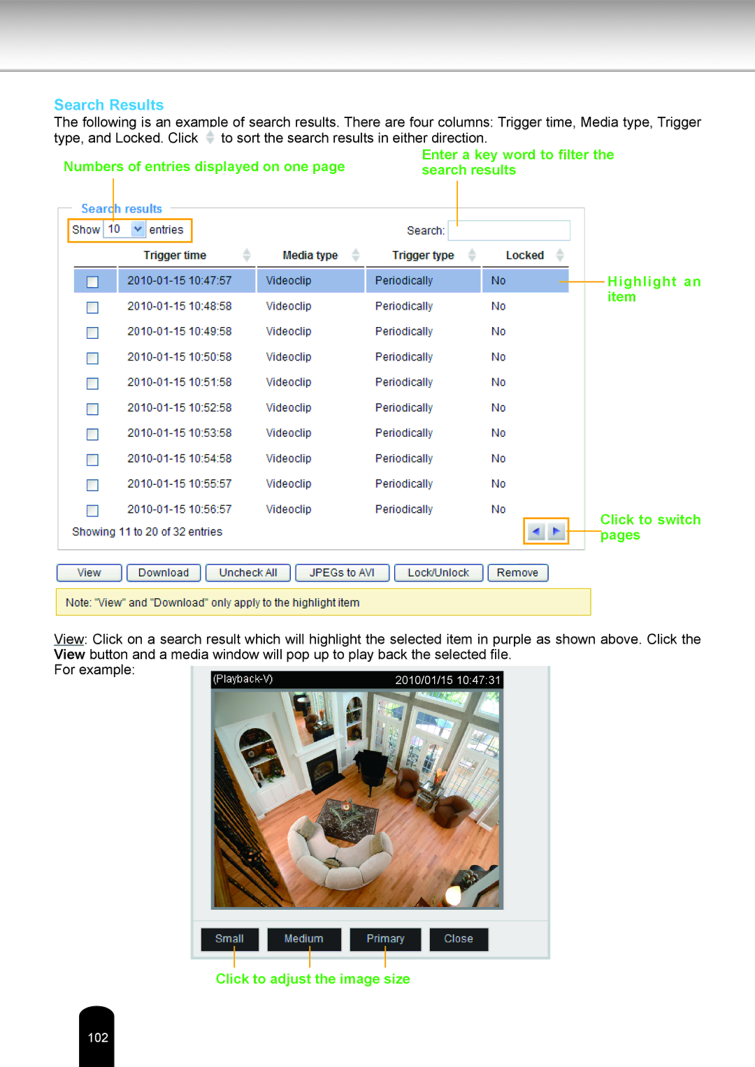 Toshiba IK-WB16A-W user manual Search Results, Click to adjust the image size 