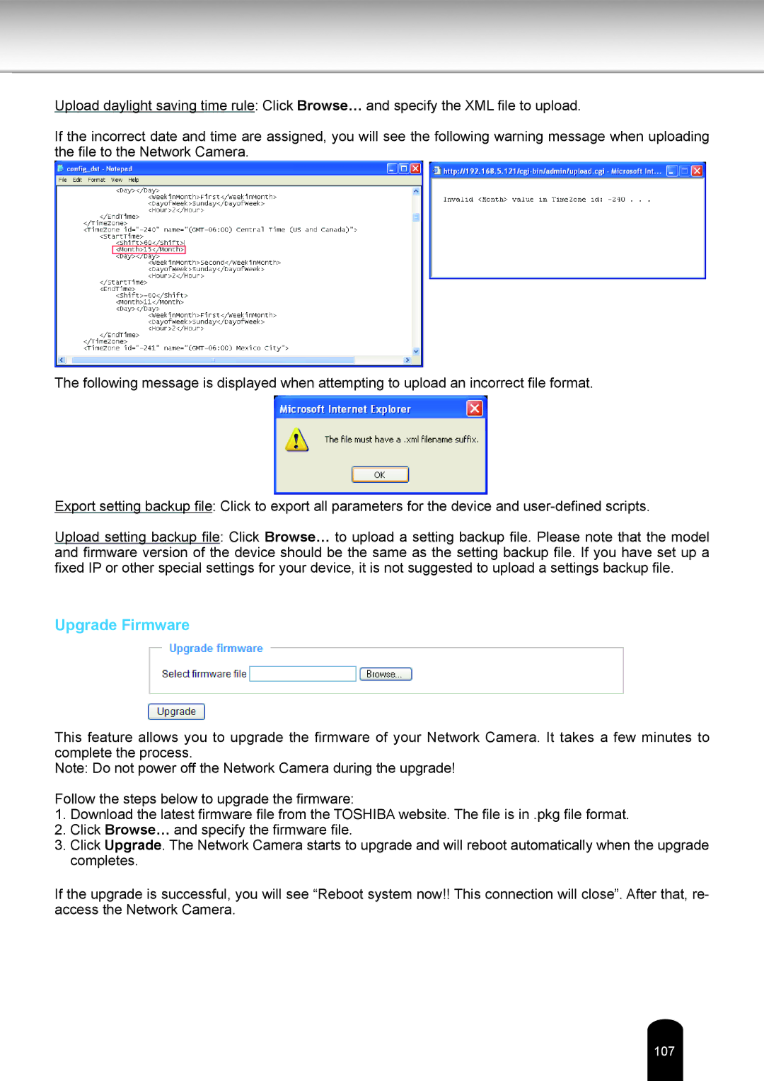 Toshiba IK-WB16A-W user manual Upgrade Firmware 