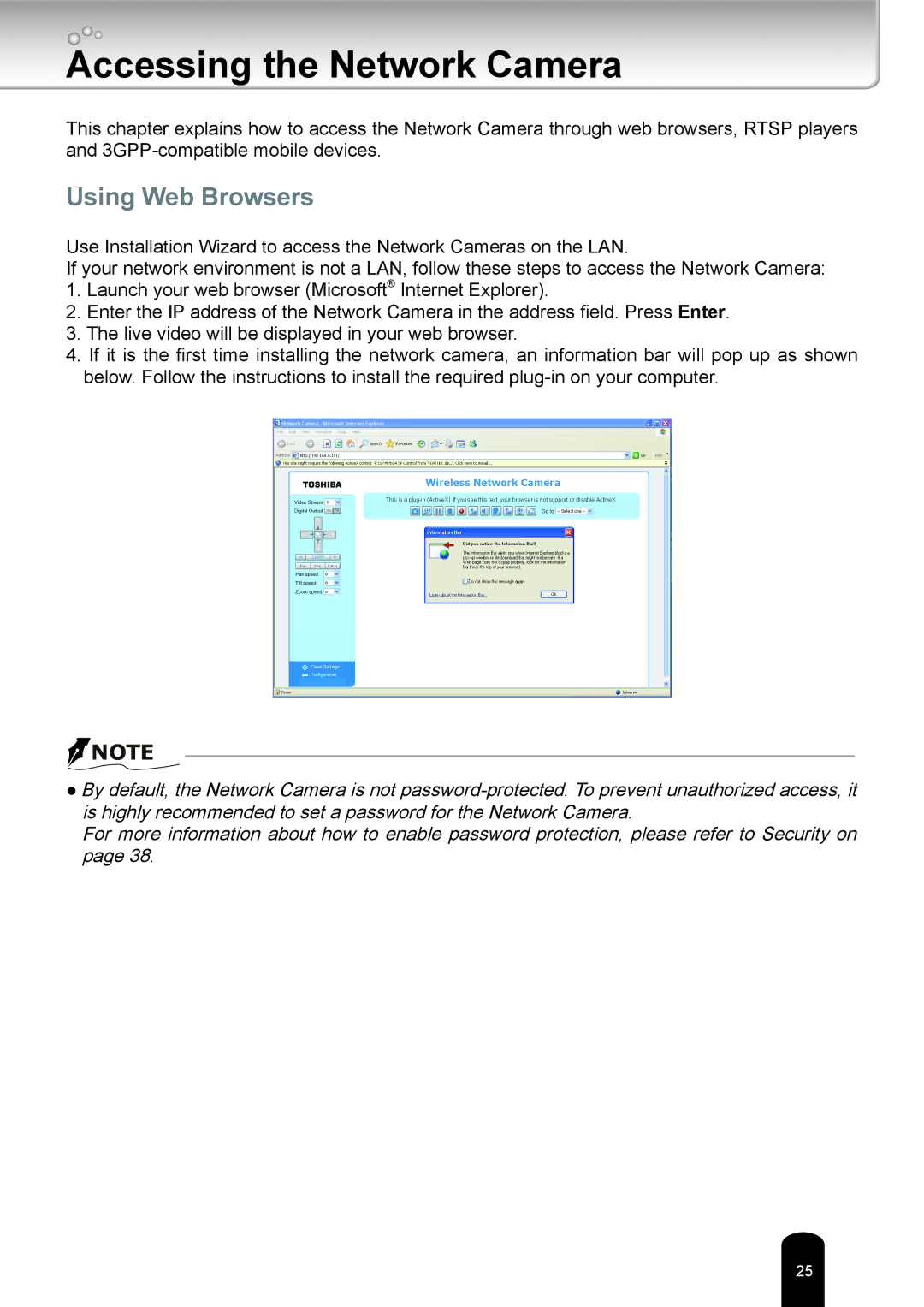 Toshiba IK-WB16A-W user manual Accessing the Network Camera, Using Web Browsers 