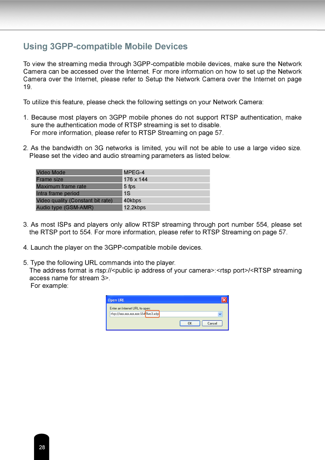 Toshiba IK-WB16A-W user manual Using 3GPP-compatible Mobile Devices, MPEG-4 