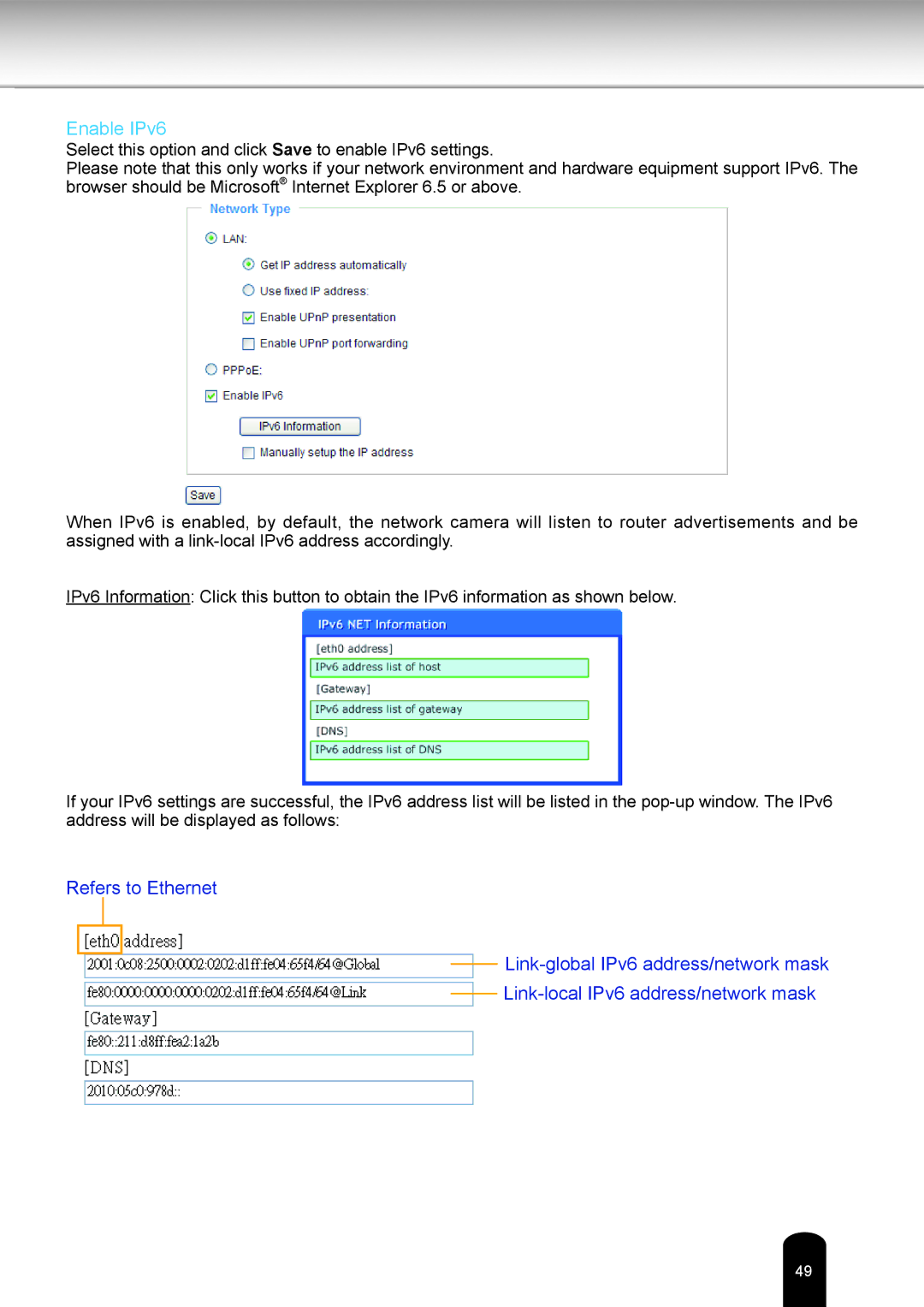 Toshiba IK-WB16A-W user manual Enable IPv6 