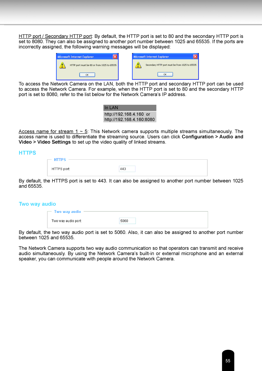 Toshiba IK-WB16A-W user manual Https, Two way audio 