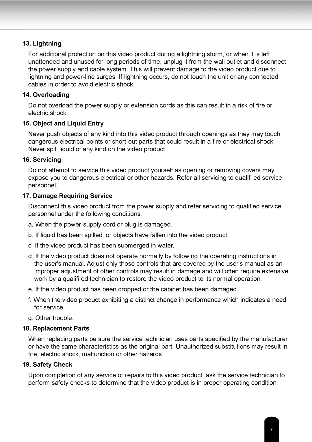 Toshiba IK-WB16A-W user manual Lightning 